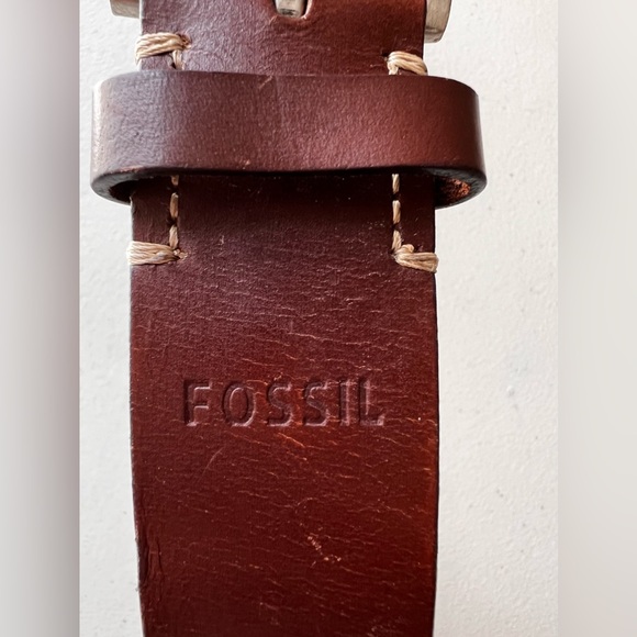 Fossil Mitchel Belt Brown Men’s Genuine Leather Size Medium - Picture 2 of 11